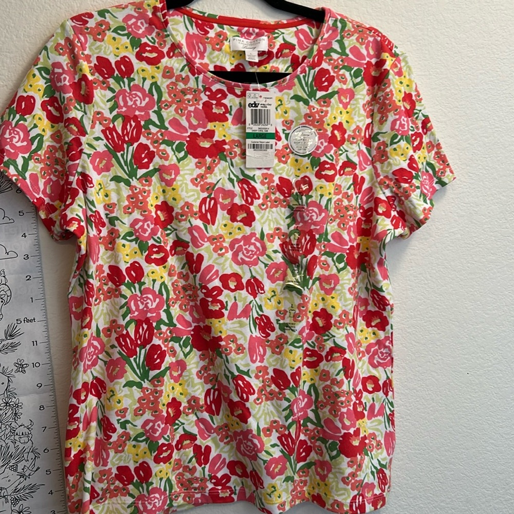Charter Club Luxury 100% Pima Cotton Short Sleeve Pullover Top Crew NWT Large - Picture 1 of 12